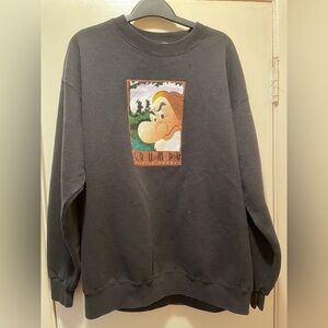 Vintage 90s Disney Store Grumpy Crewneck Sweatshirt Large Black